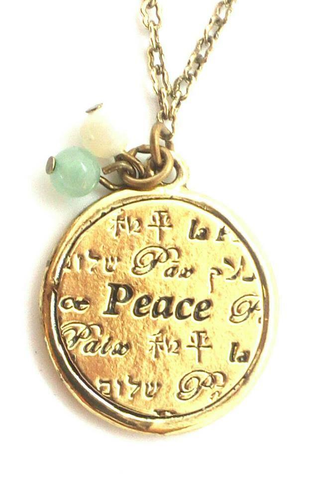  Vatican Library Gold-plated 'Peace' Medallion Necklace $25.00 Tag, ON SALE