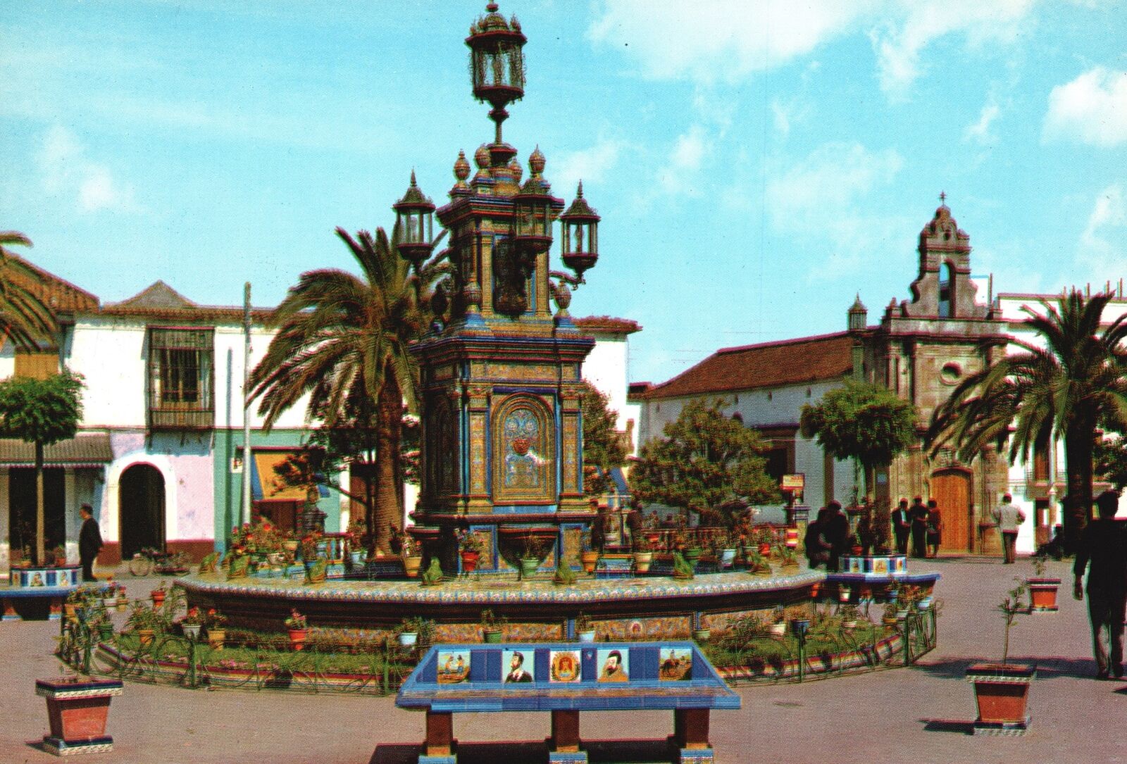 Vintage Postcard Algeciras Cadiz Plaza Del Generalisimo Square Historical Spain