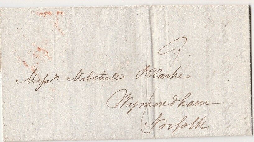 1831 LETTER TO NORFOLK. (pre postage stamps)