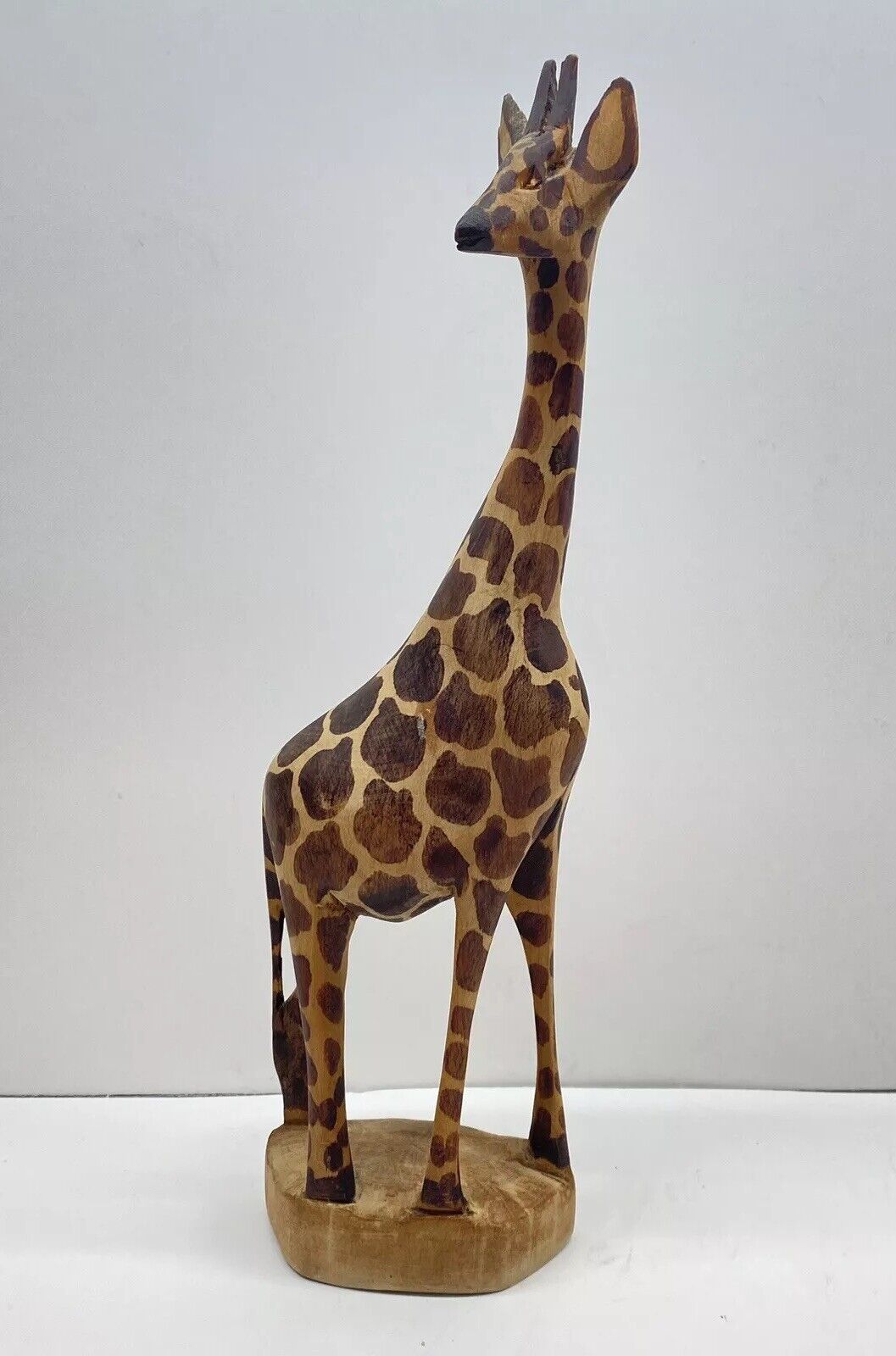 Hand Carved Wooden Giraffe Statue Figurine - 12\