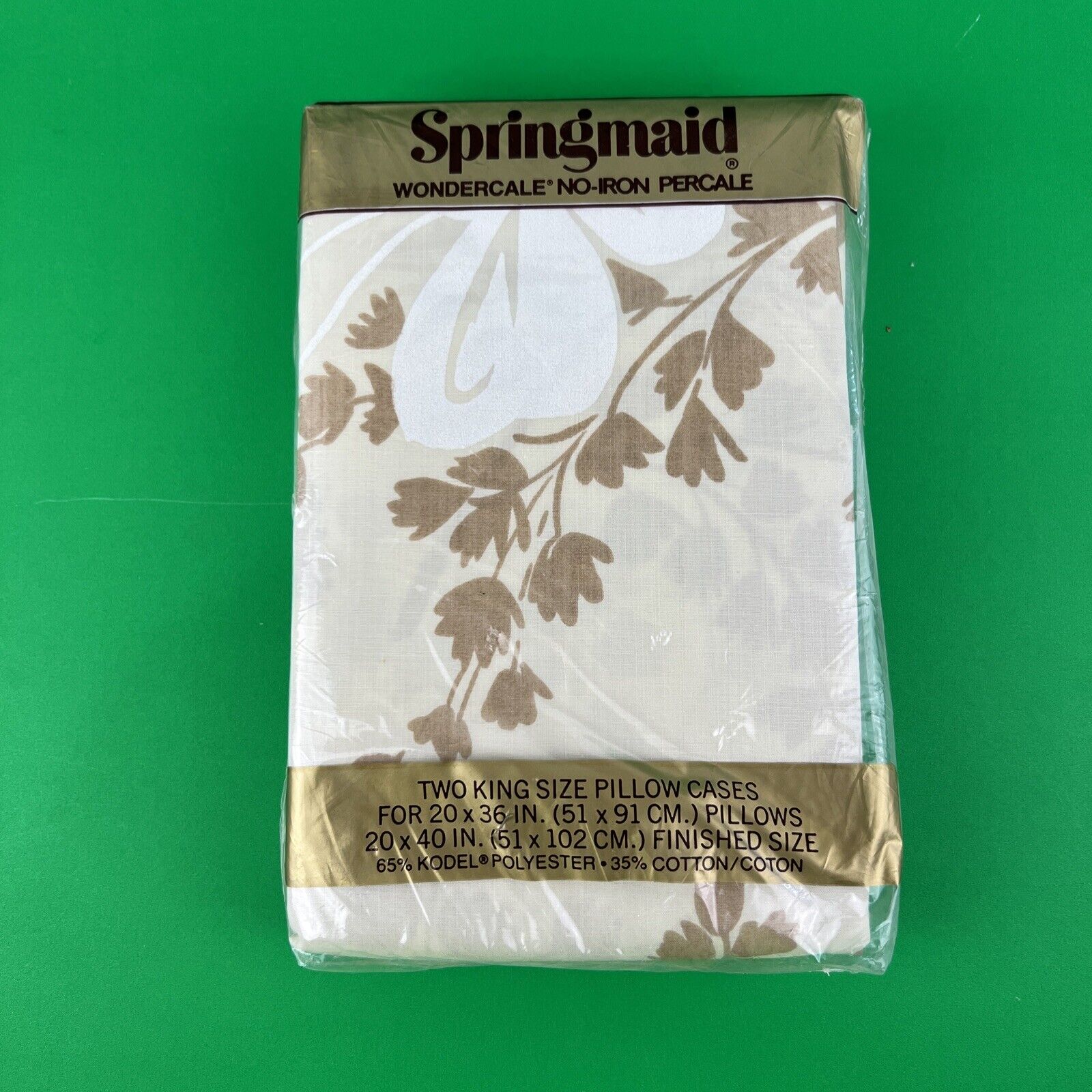 Vintage Springmaid Wondercale King Set of Two Pillowcases Percale