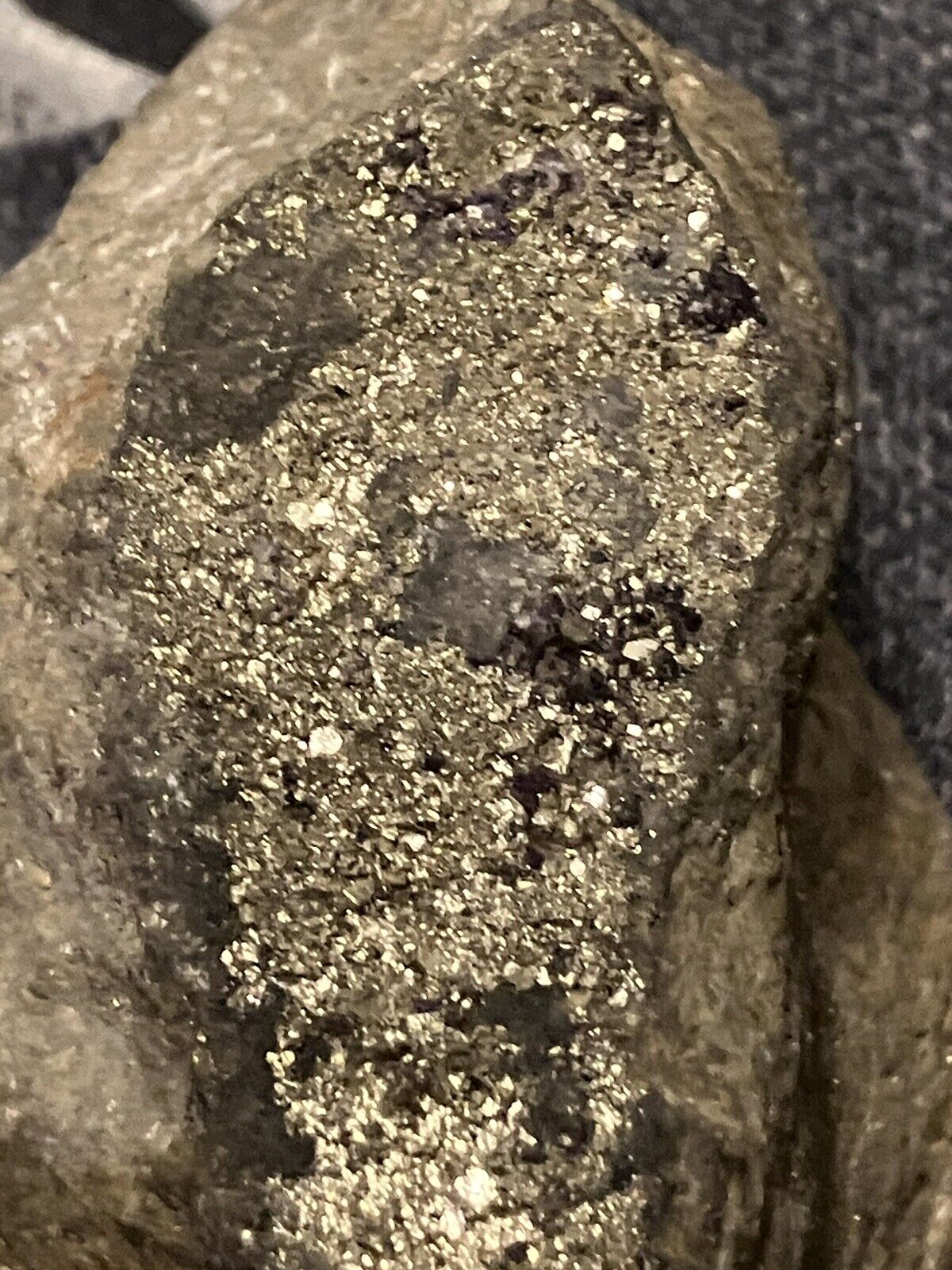 Museum Quality Extremely Rare Calaverite (Gold) On Purple Fluorite Specimen
