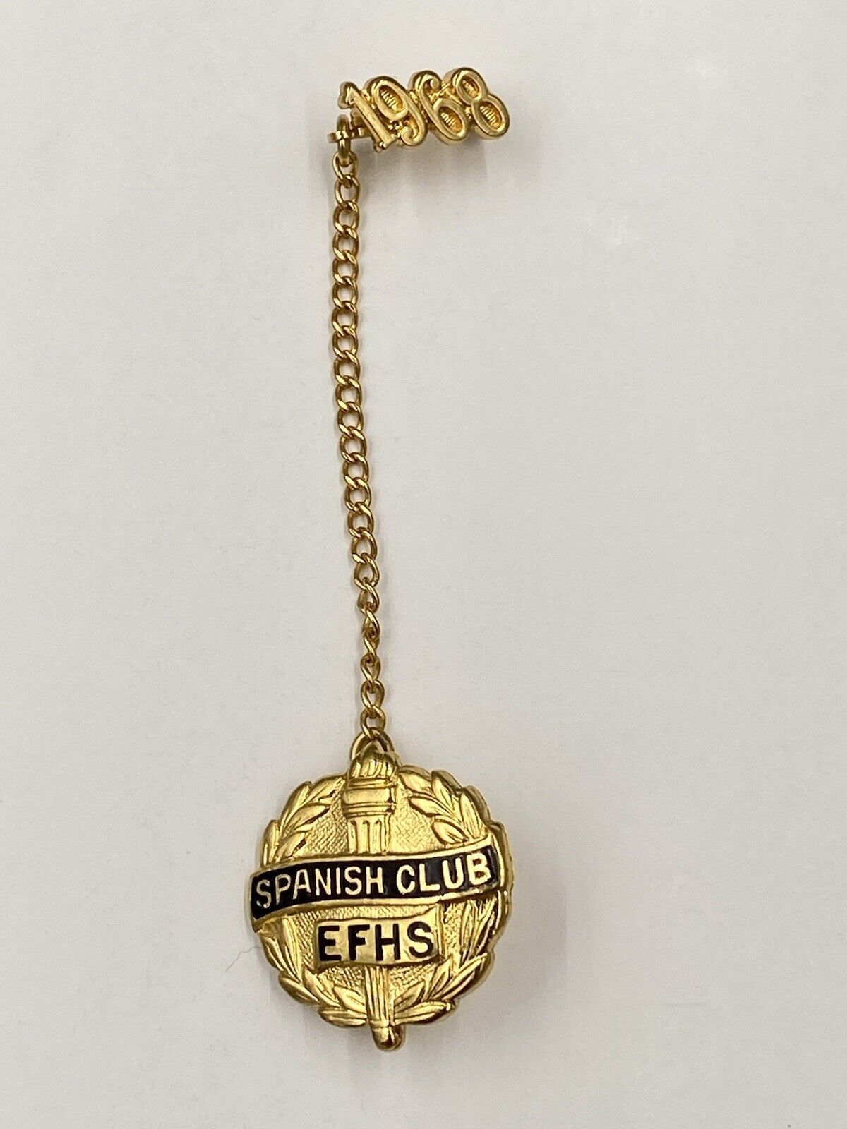 Vintage 1968 EFHS Spanish Club Gold Colored Lapel Pin Brooch