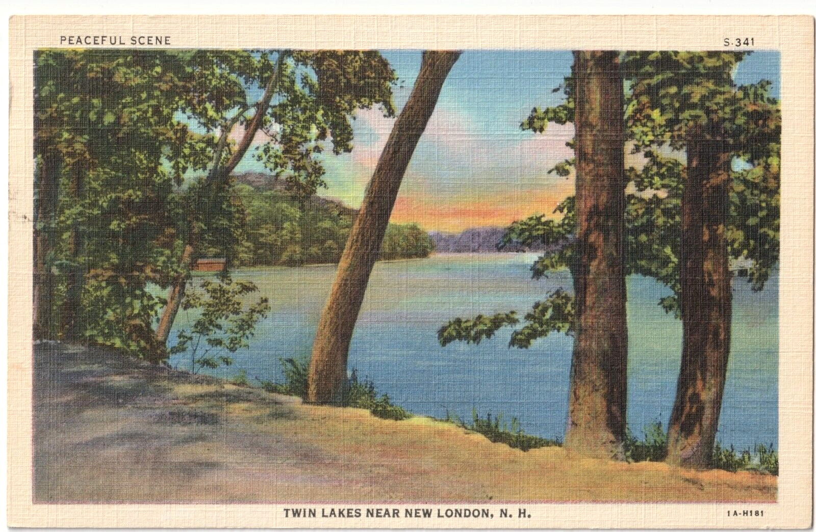 Peaceful Scene-Twin Lakes-New London, NH-1931 vintage unposted postcard