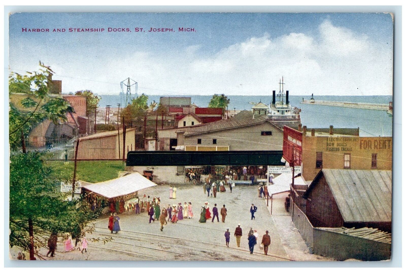 c1910\'s Harbor & Steamship Docks Railway Travelers St. Joseph Michigan Postcard