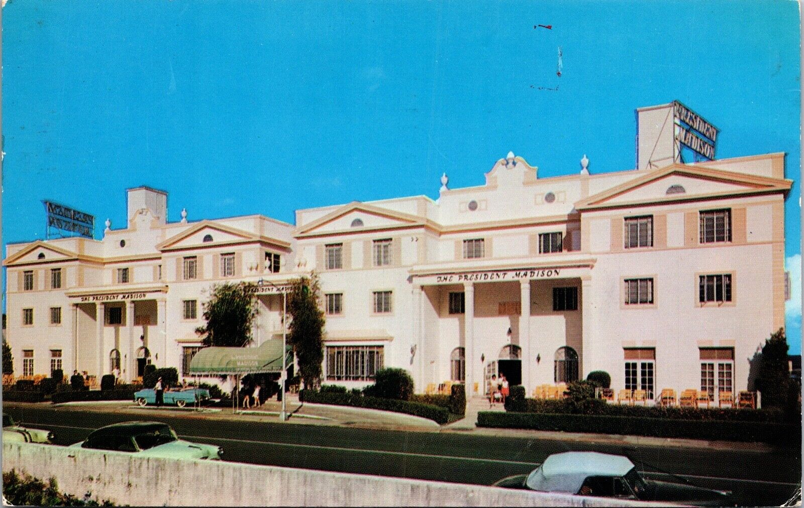 Miami Beach President Madison Hotel Oceanfront 1956 Car Convertible FL Postcard 