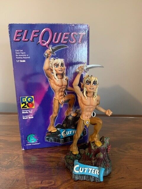Elf Quest Cutter 9 Inch Cold Cast Resin Statue in Box Avatar Creations RARE