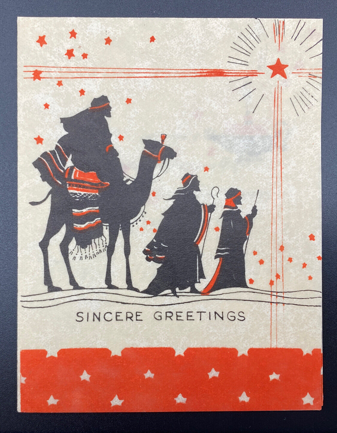 1930’s Three Wise Men Christmas Card & Envelope 1933 Posted  1&1/2c