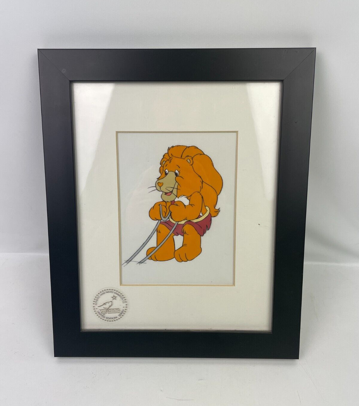 Care Bears Animation Cel Nelvana Brave Heart Bear Cartoon Vintage 1980's Framed
