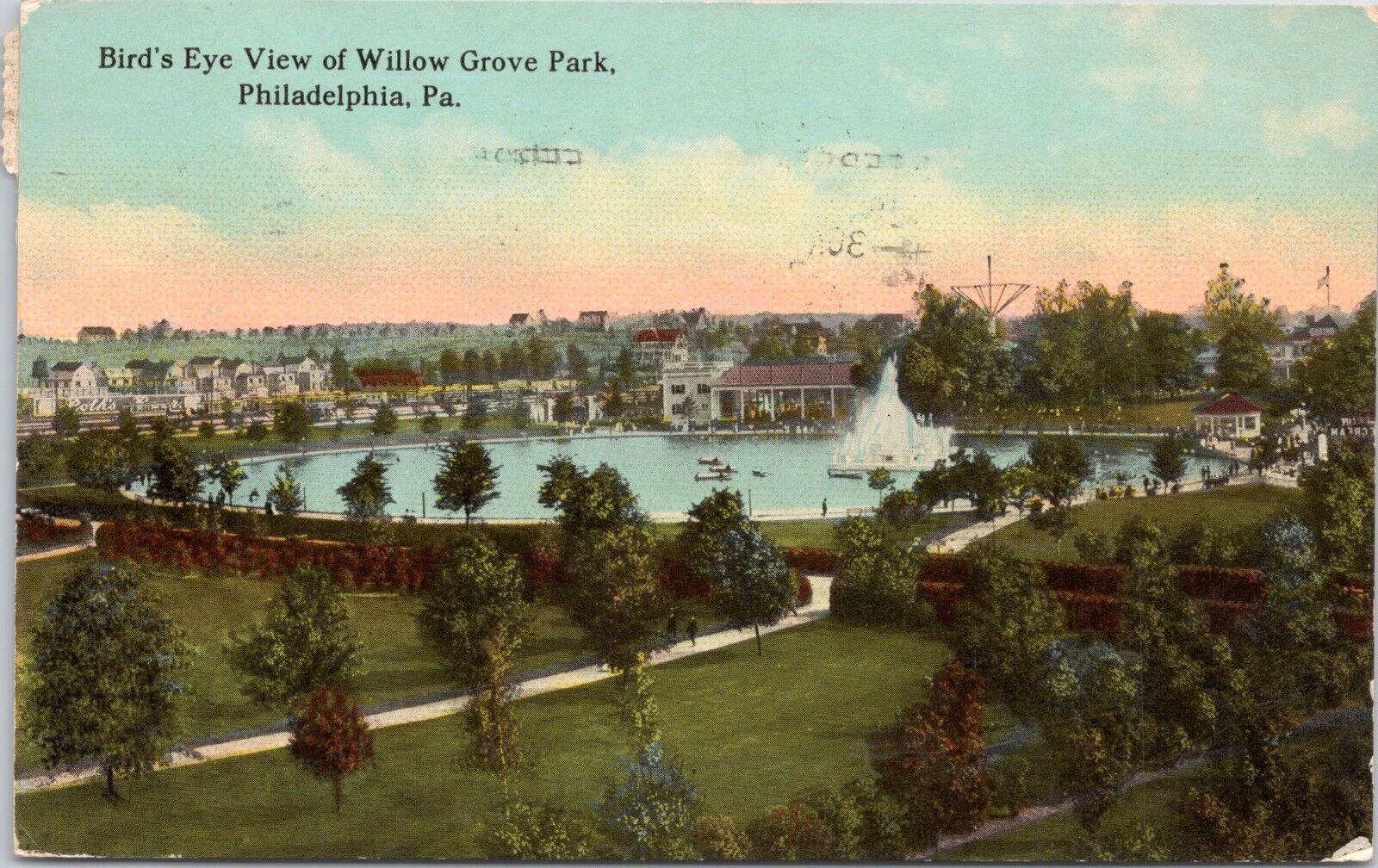Aerial View, Willow Grove Amusement Park Philadelphia Pennsylvania 1913 Postcard
