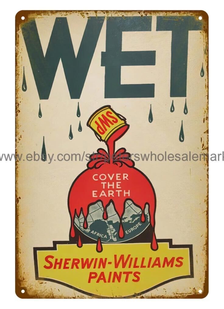 1940s Sherwin-Williams Wet Paint metal tin sign posters for sale online