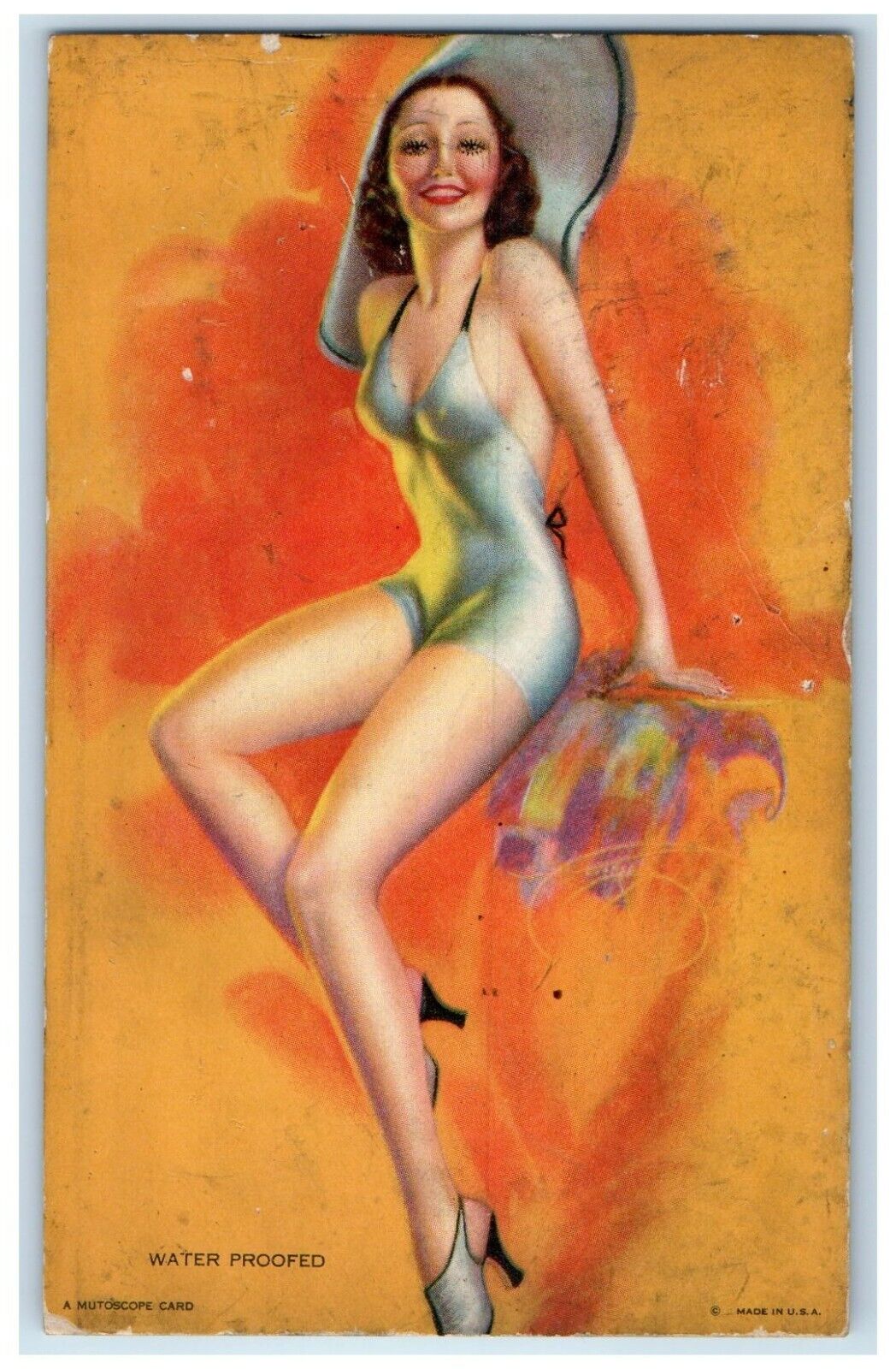 c1950's Mutoscope Glamour Girl Water Proofed Exhibit Arcade Card