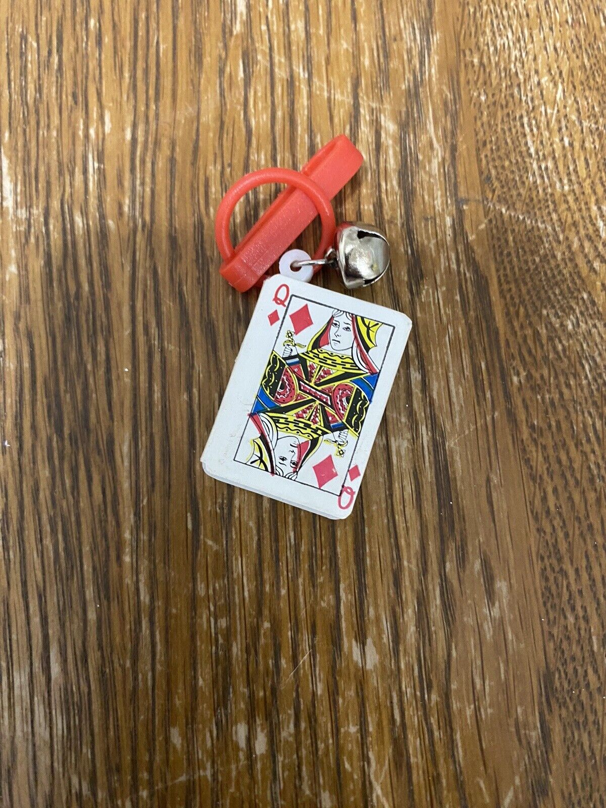 Rare Vintage 1980s Plastic Clip On Queen Playing Card Charm For 80s Necklace