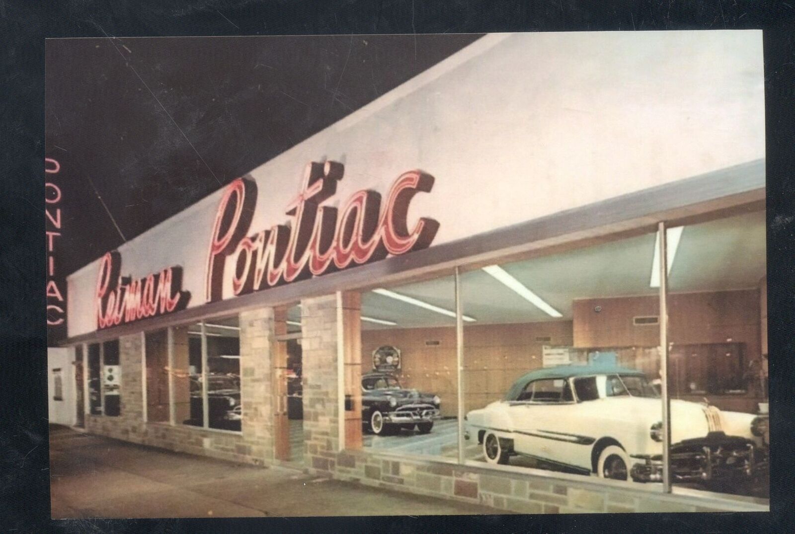REAL PHOTO PATERSON NEW JERSEY NJ 1954 PONTIAC CAR DEALER POSTCARD COPY