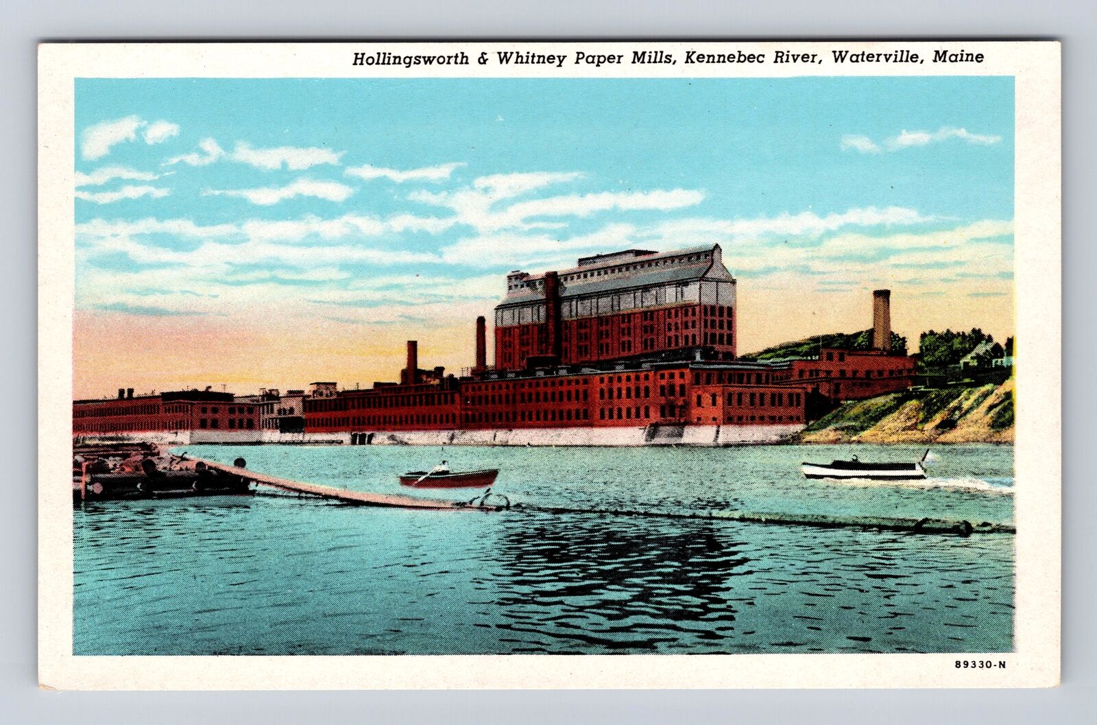 Waterville ME- Maine, Hollingsworth & Whitney Paper Mills, Vintage Postcard