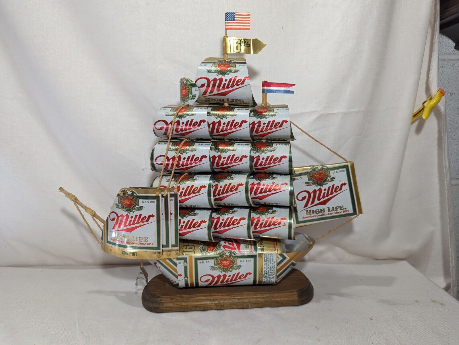 Miller High Life Beer Can Sailing Ship Boat Folk Art