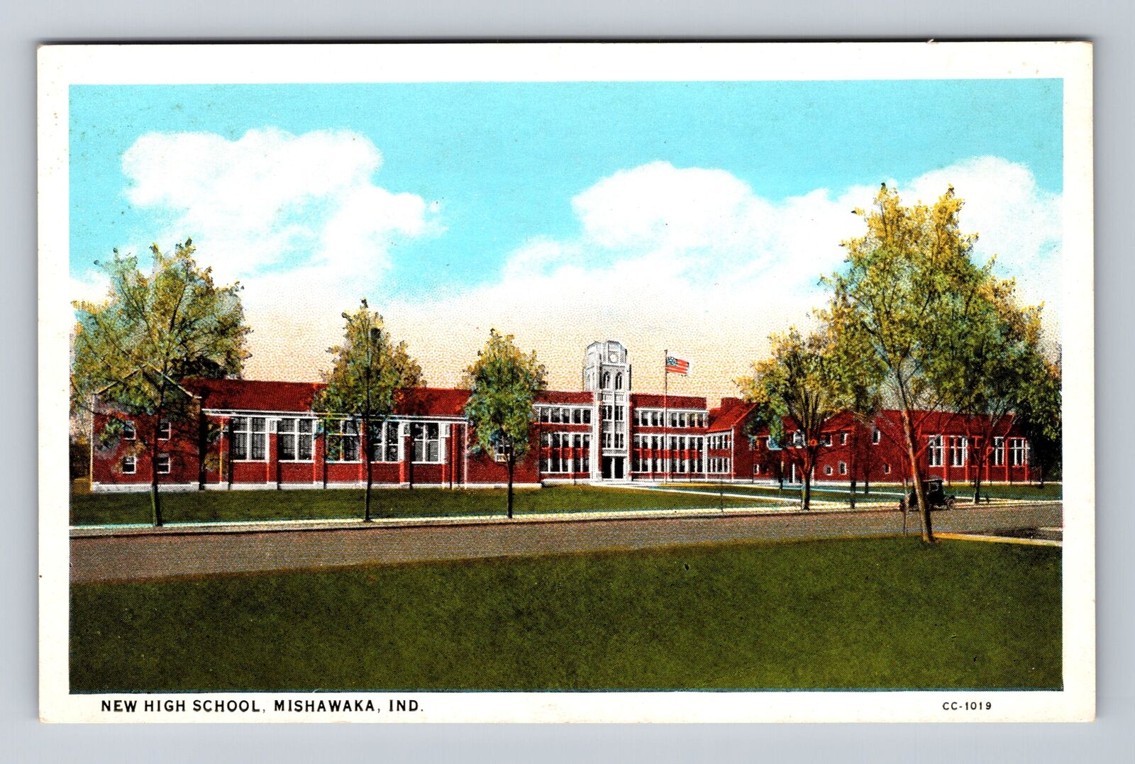 Mishawaka IN-Indiana, New High School, Antique, Souvenir Vintage Postcard