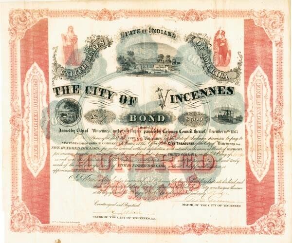 State of Indiana - City of Vincennes - Bond - General Bonds