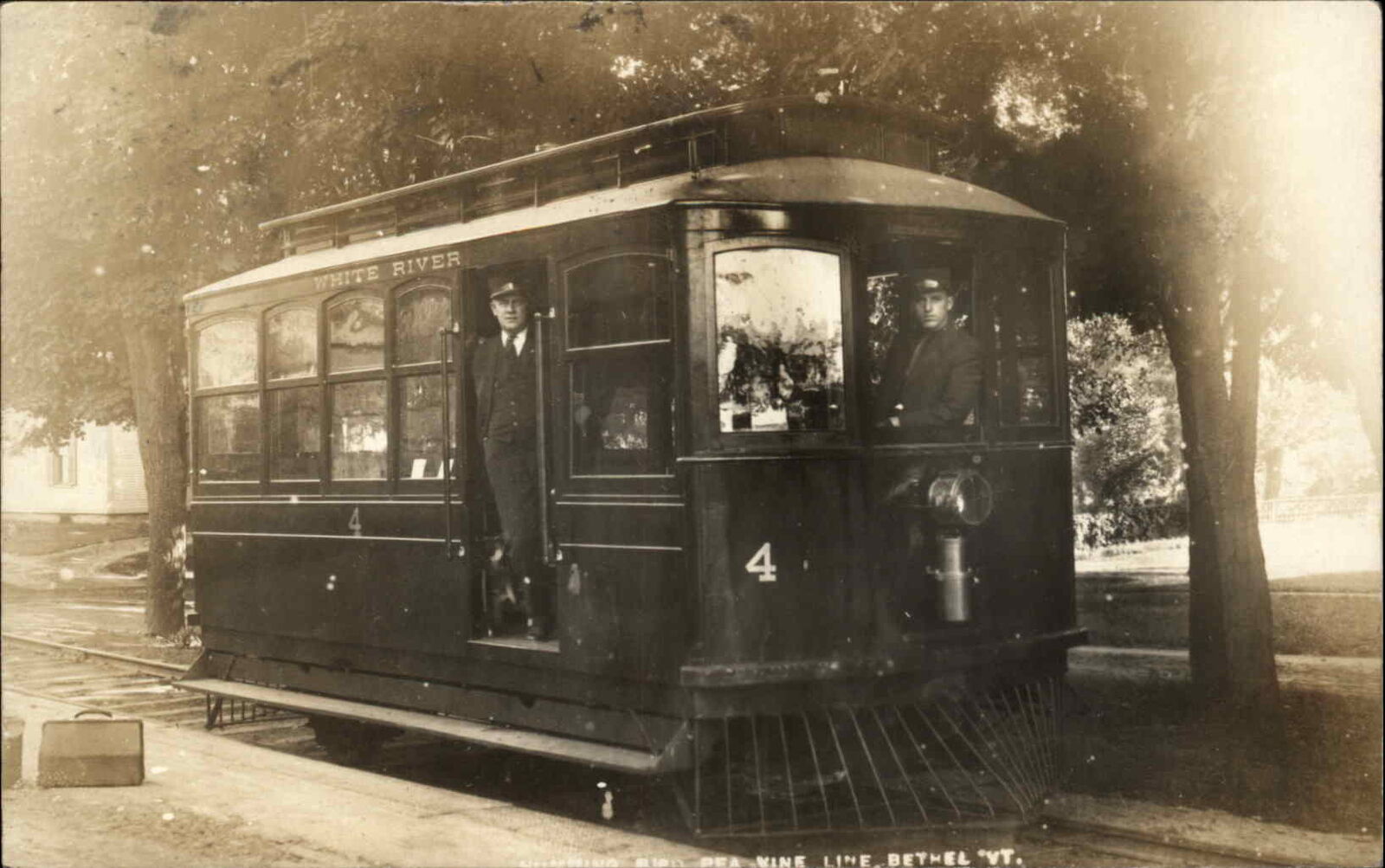 Bethel Vermont VT Beautiful Trolley & Conductor Close-UP Real Photo Postcard