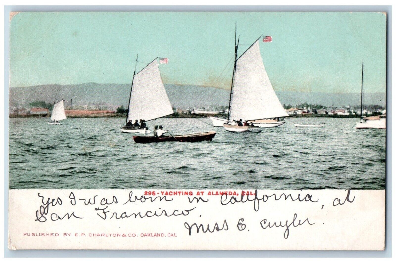 Alameda California CA Postcard Yachting Exterior View Sea c1905 Vintage Antique