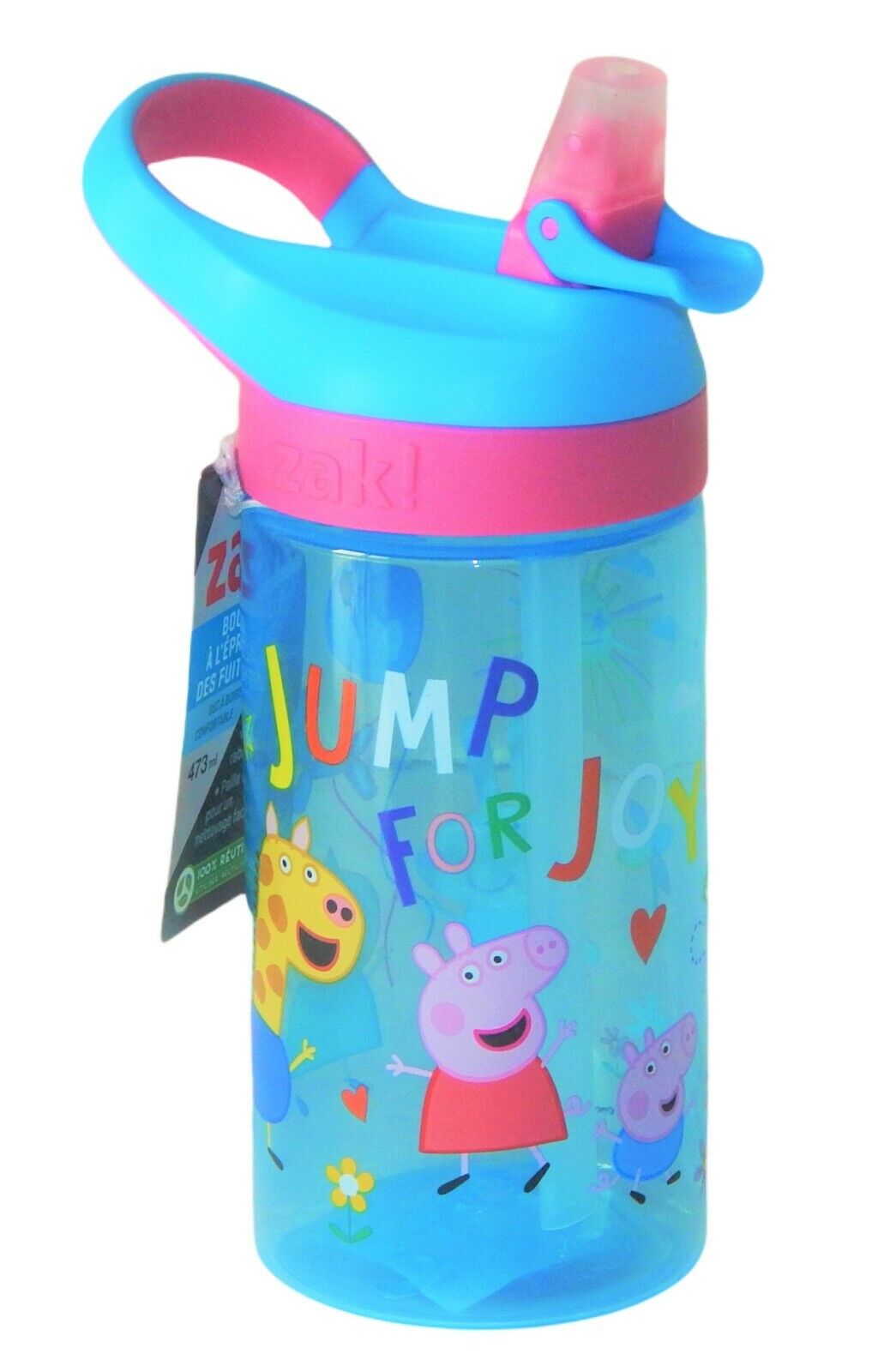 PEPPA PIG Zak® No Leak BPA-Free Plastic 16 oz. Water Bottle Drink Container NWT