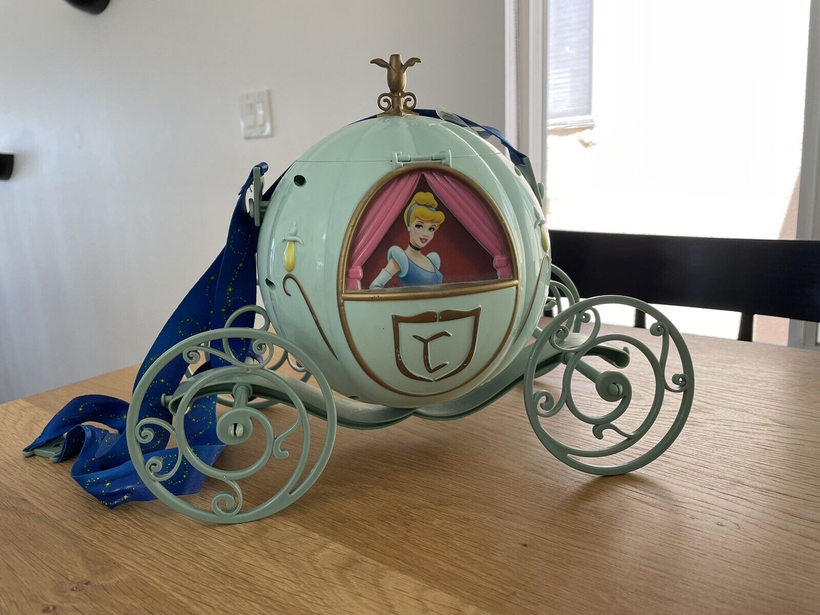 Disney Parks Blue Cinderella Carriage Popcorn Bucket w/strap