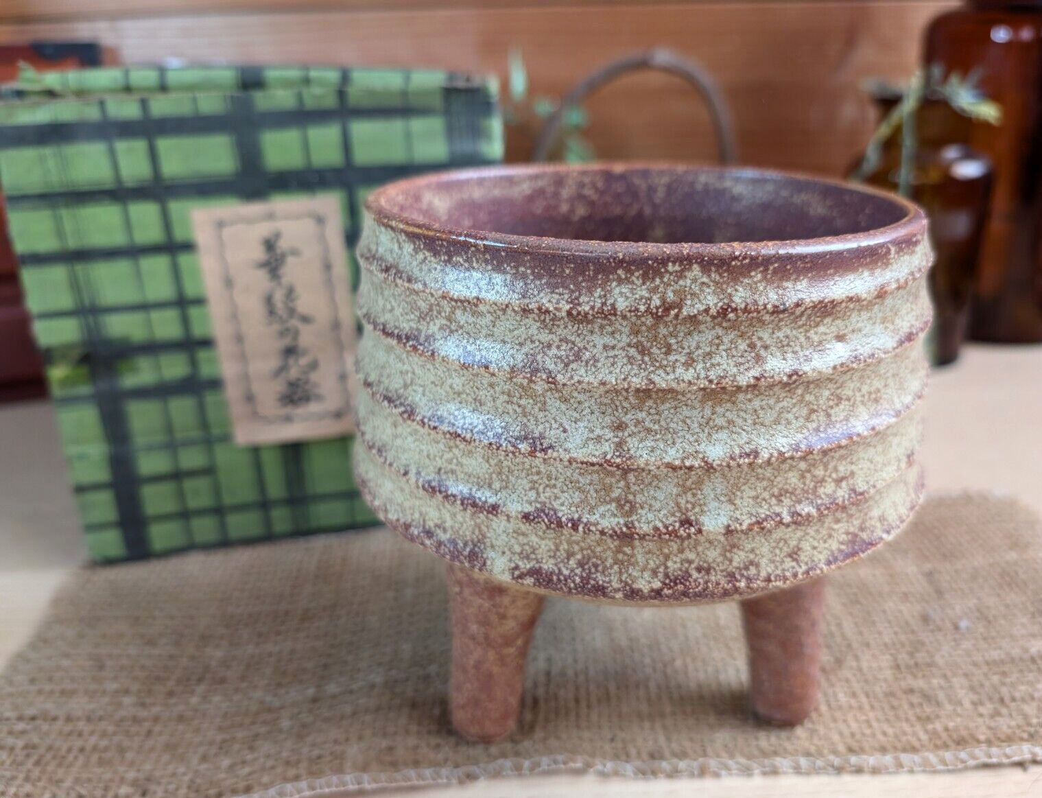 Japanese Ikebana Flower arrangement Vase SUIBAN Pot Tripod Japan MCM Vintage