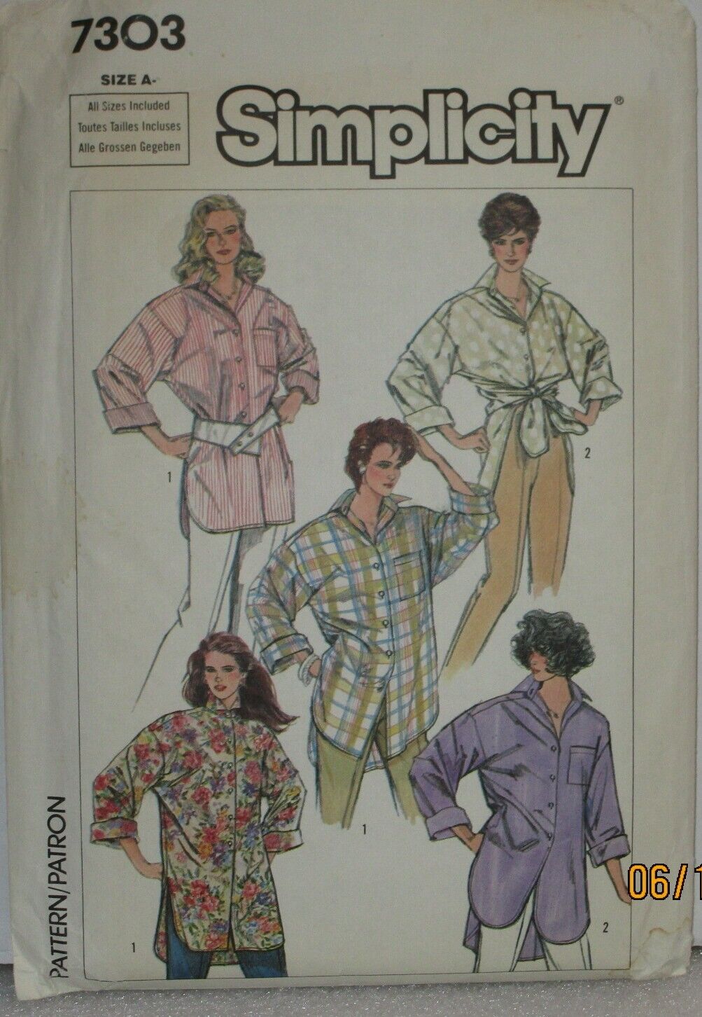 Retro Simplicity Pattern 7303 Misses Big Shirt loose fitting size Bust 32.5\