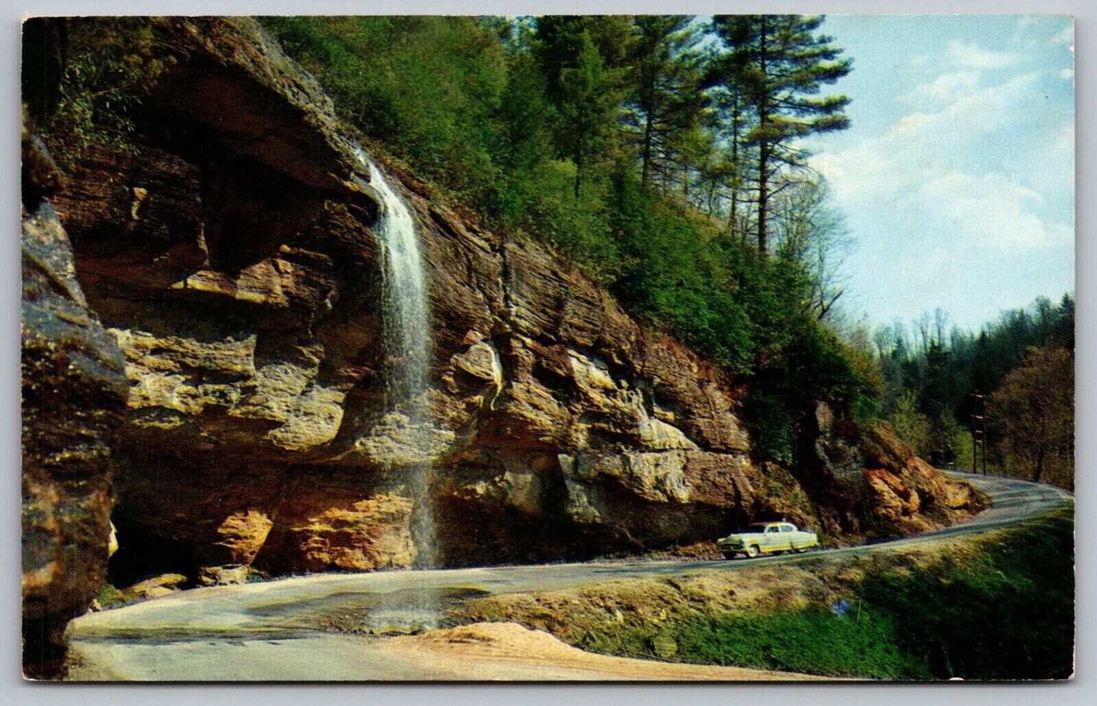 Bridal Veil Falls Highlands Franklin North Carolina Country Road VNG Postcard