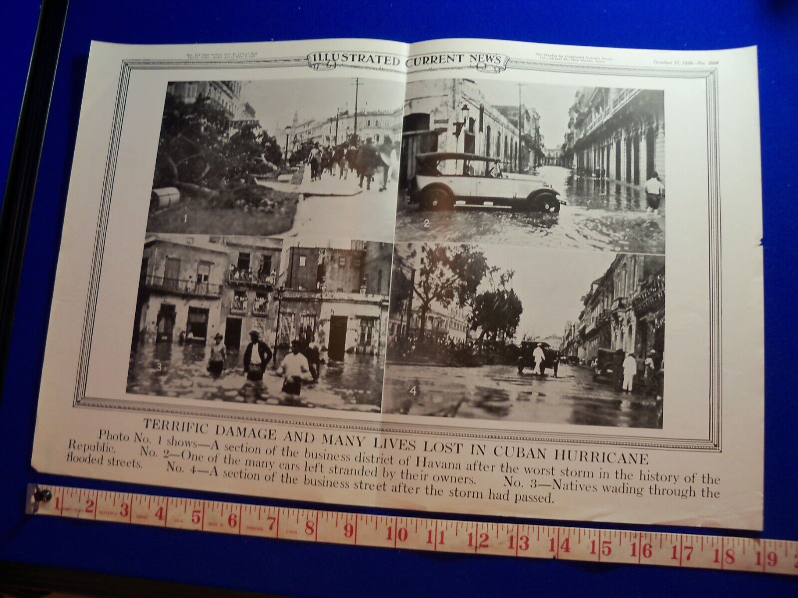 1926 Illustrated Current News Photo History CUBA Hurricane HAVANA Flood Storms
