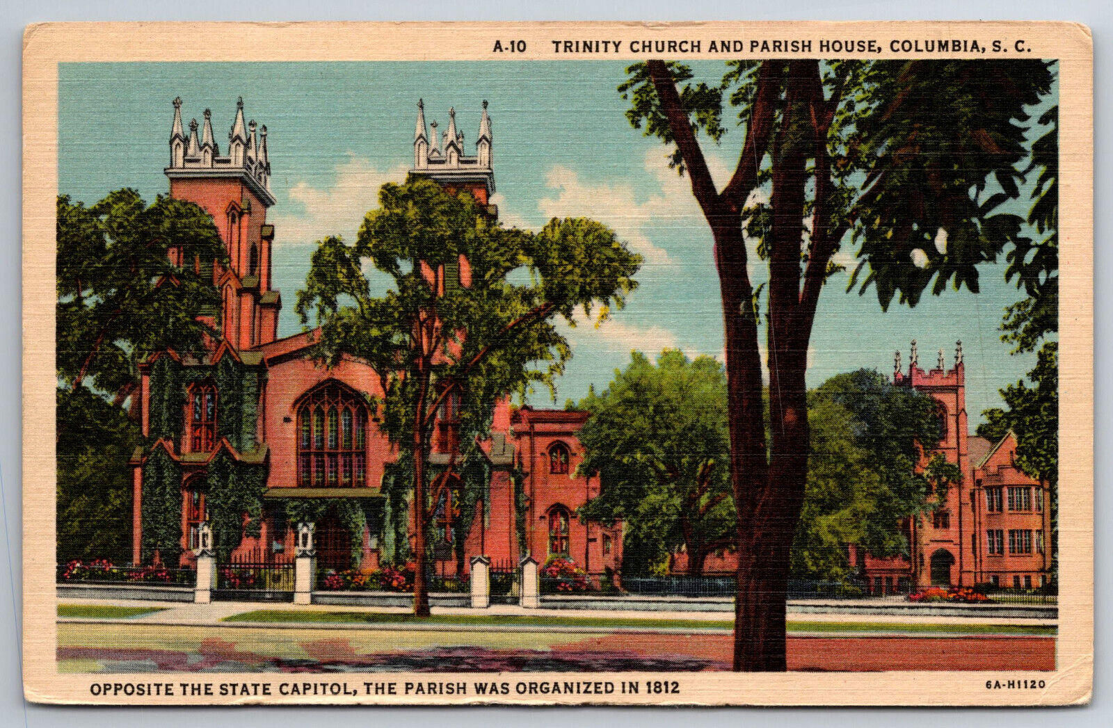 Vintage Postcard SC Columbia Trinity Church Parish House Price is Right -3625