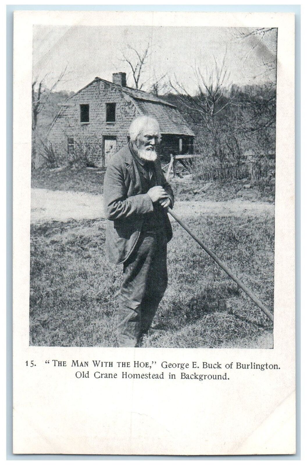 c1905\'s Man With The Hoe Old Crane Homestead Burlington Connecticut CT Postcard