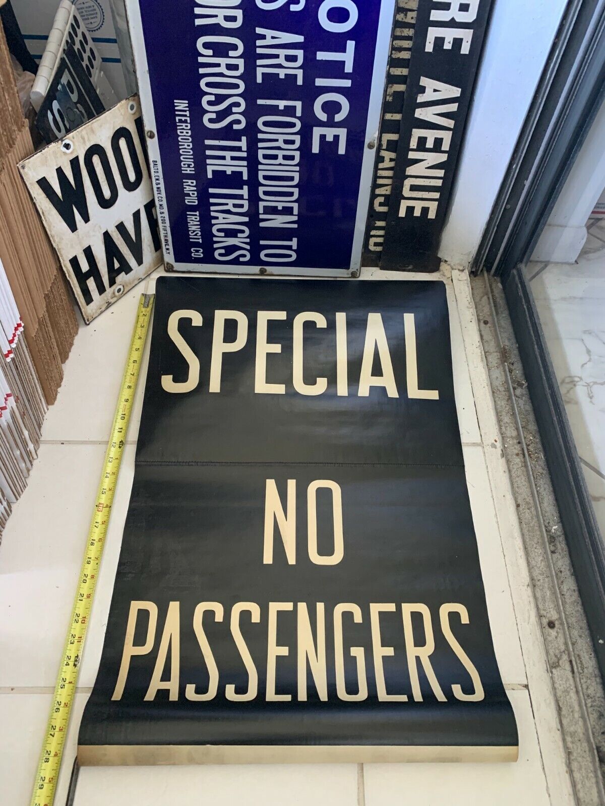 NY NYC 1948 BMT SUBWAY ROLL SIGN SPECIAL NO PASSENGERS R10 DESTINATION HOME ART 