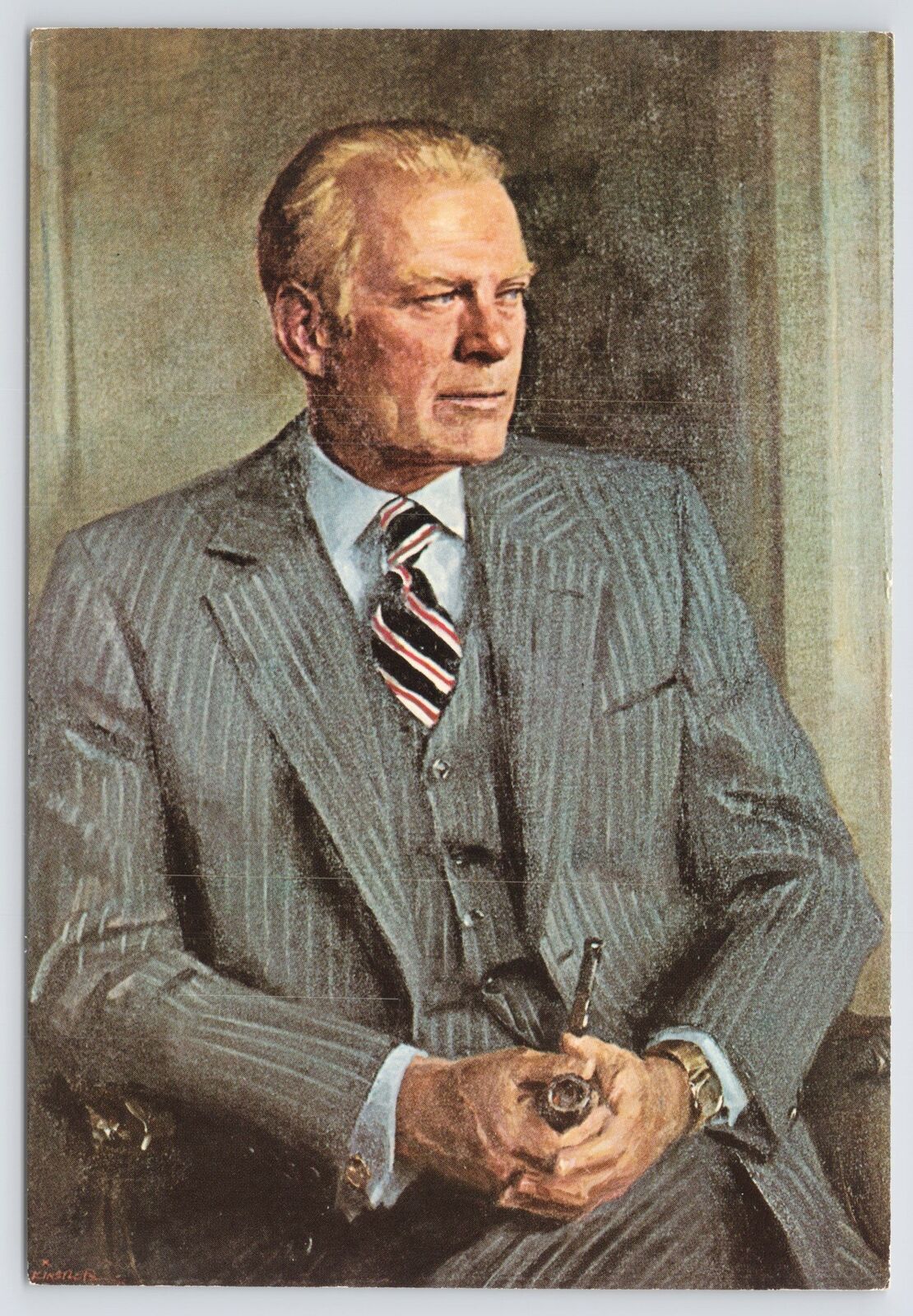 Grand Rapids Michigan~Portrait Of Gerald R Ford @ Museum~Continental Postcard