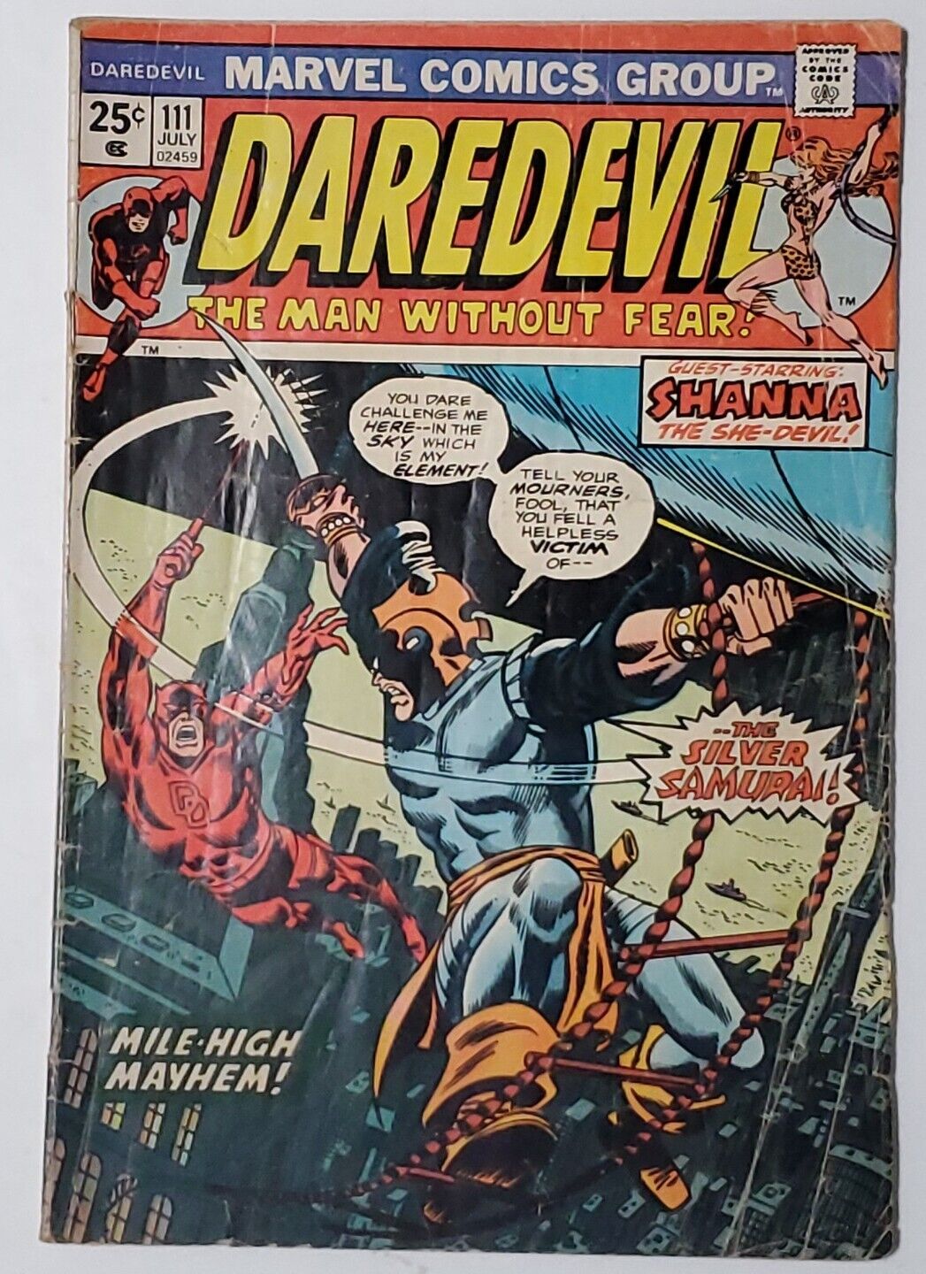 Daredevil #111 1st App Silver Samurai Black Widow Nekra Shanna The She-Devil App