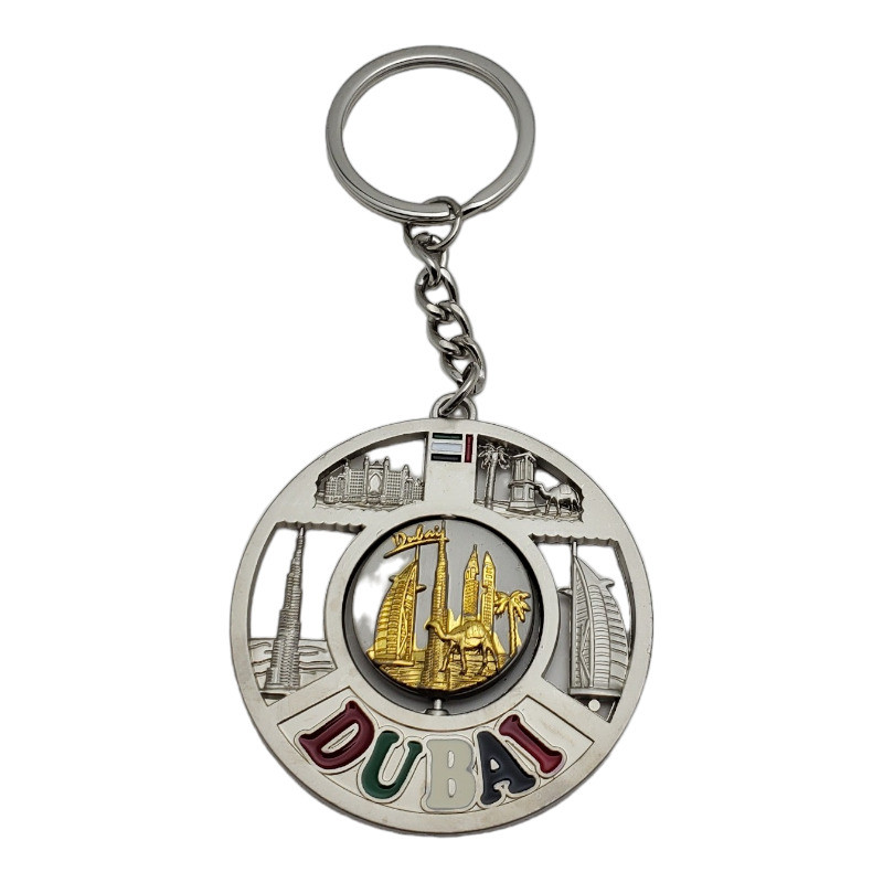 Dubai UAE Spinner Keychain Souvenir Travel Tourist Key Ring United Arab Emirates