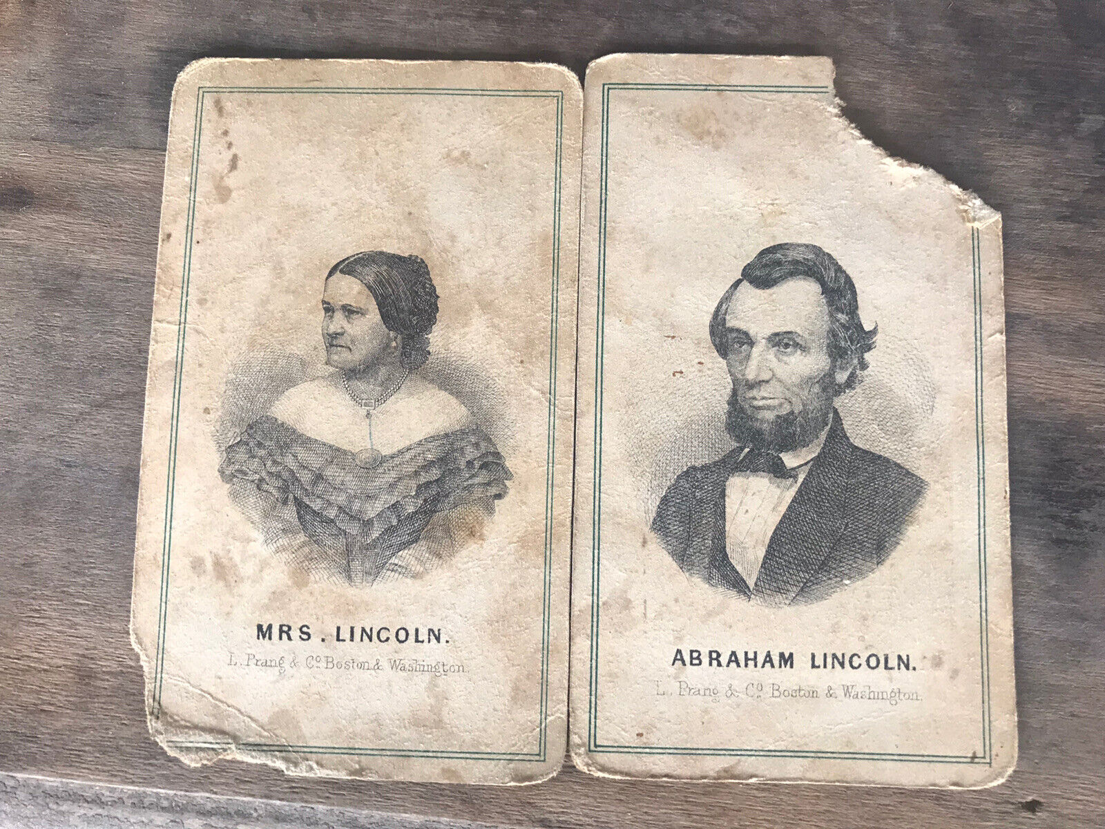 Rare Abraham Lincoln & Wife Cards Louis Prang & Co. Boston & Washington 1860-86