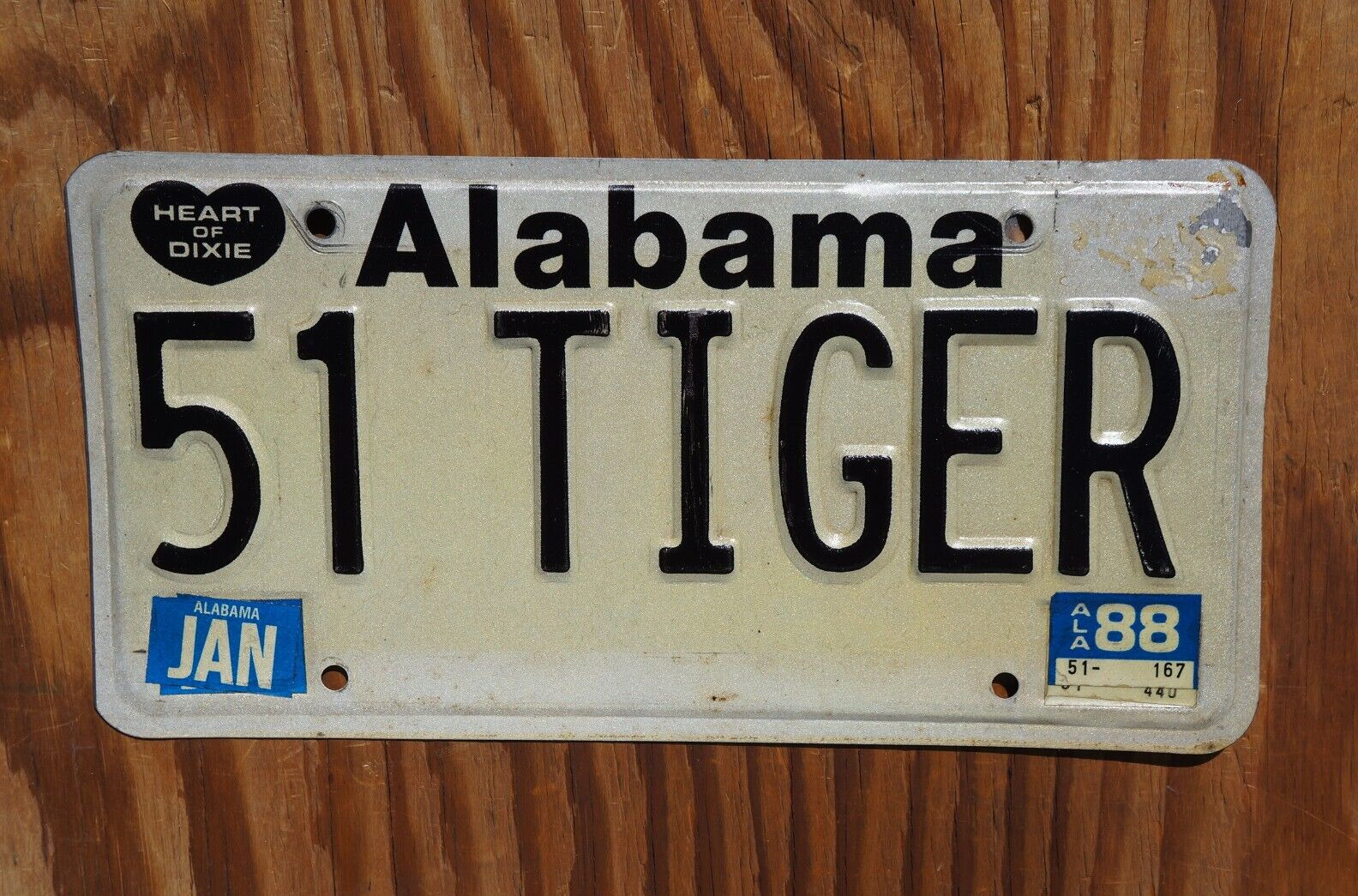 1988 Alabama Vanity License Plate # 51 TIGER