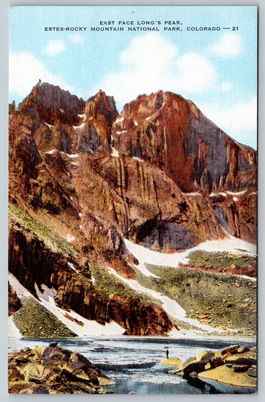 c1940s East Face Long\'s Peak Estes-Rocky Mountain Park CO Vintage Postcard