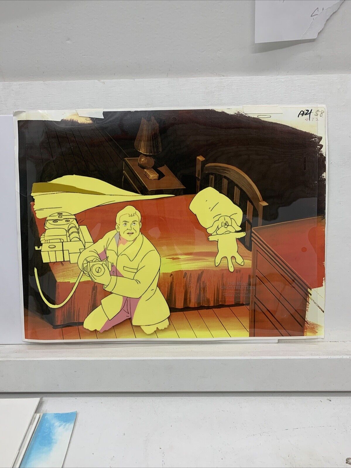 THE REAL GHOSTBUSTERS Animation Cel RAY STANZ and Copy Background