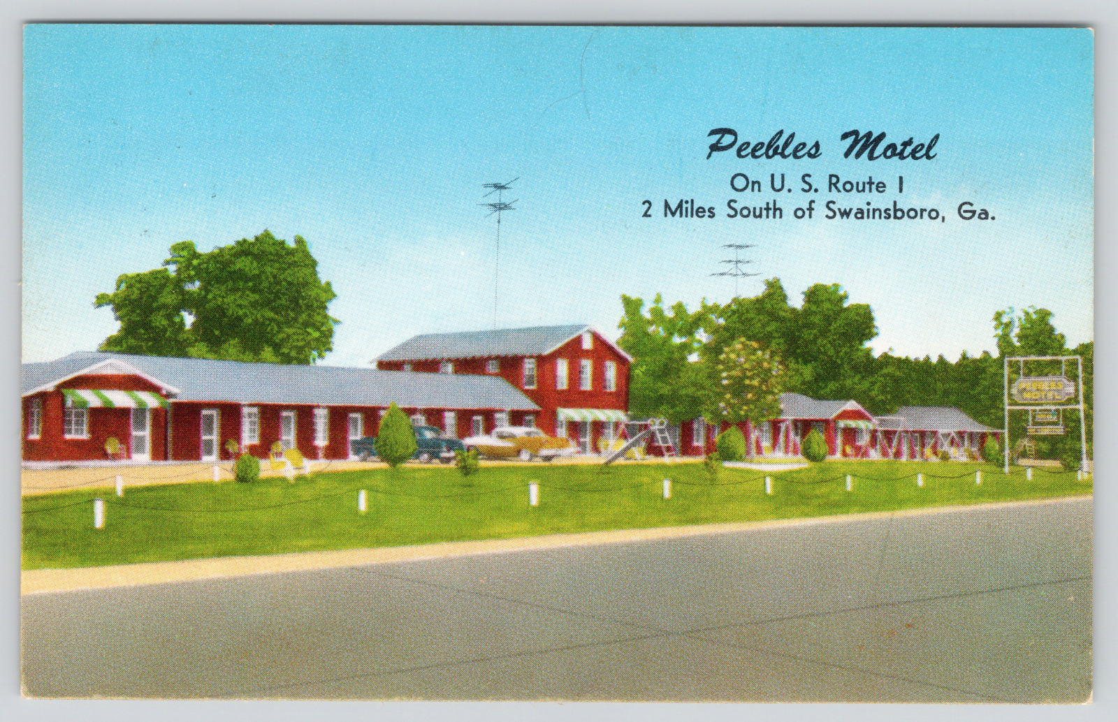 Postcard Swainsboro, Georgia, Peebles Motel On U.S. Route 1 A435