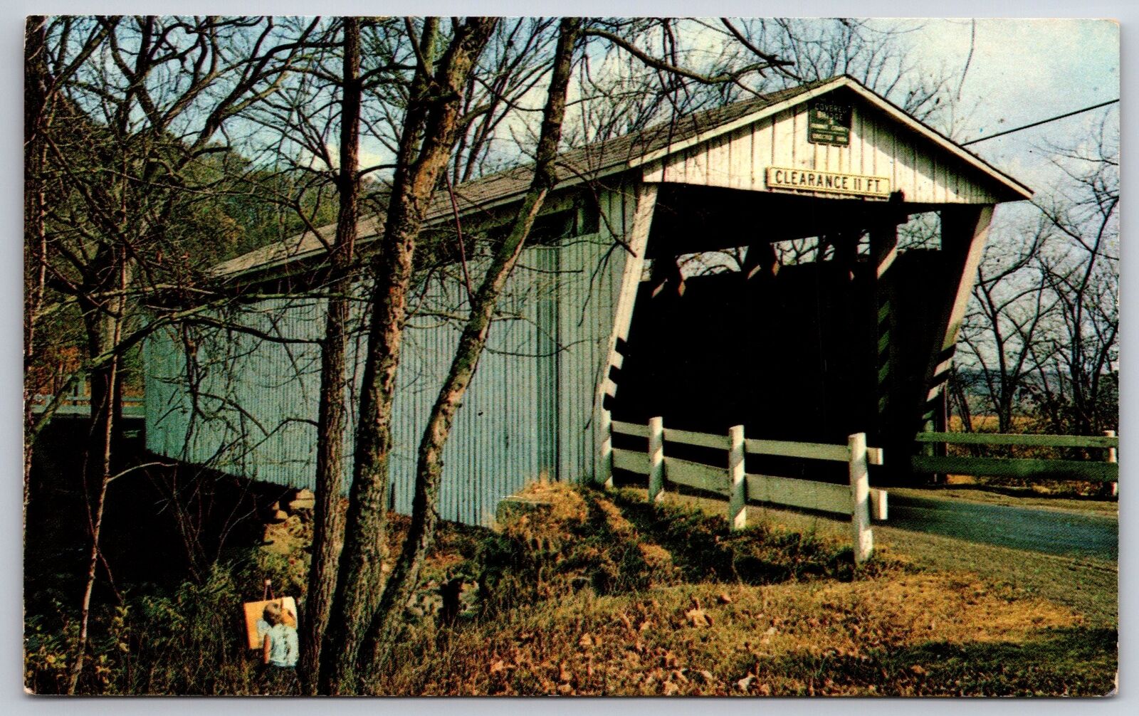 Boston Township Ohio~Everett Road Covered Bridge In Summit County~Vtg Postcard