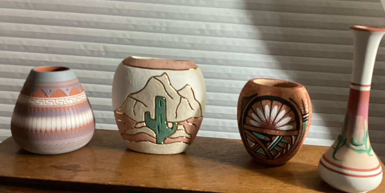 Four Beautiful Native American Authentic Pieces All signed By It’s Artist