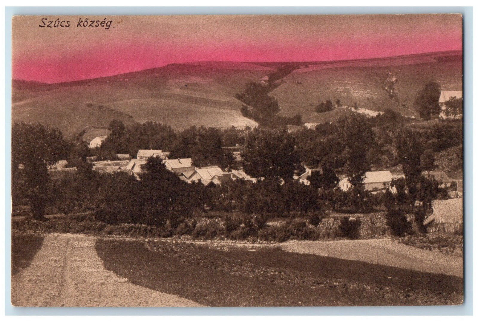 Hungary Postcard Szucs Kozseg Plain Hills View c1910 Antique Unposted