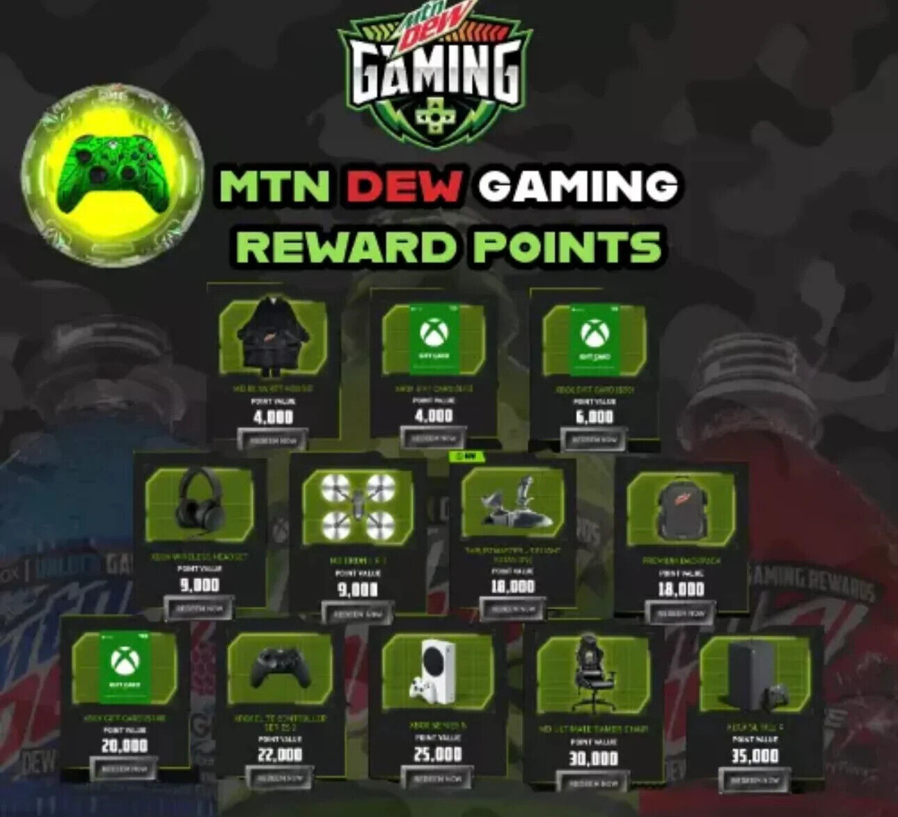 MTN DEW Gaming codes 200 point codes
