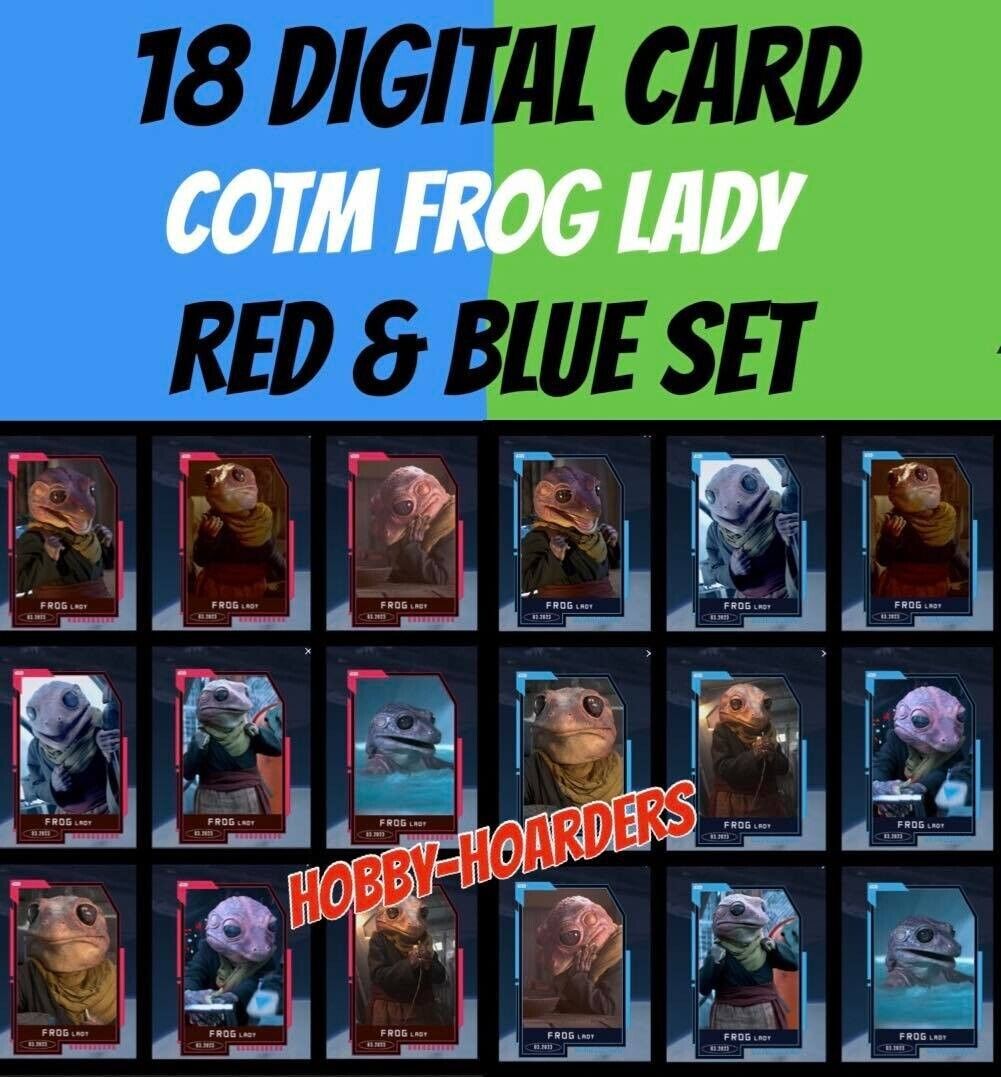 COTM Character Month Frog Lady Red/Blue Set + Award Topps Star Wars Card Trader