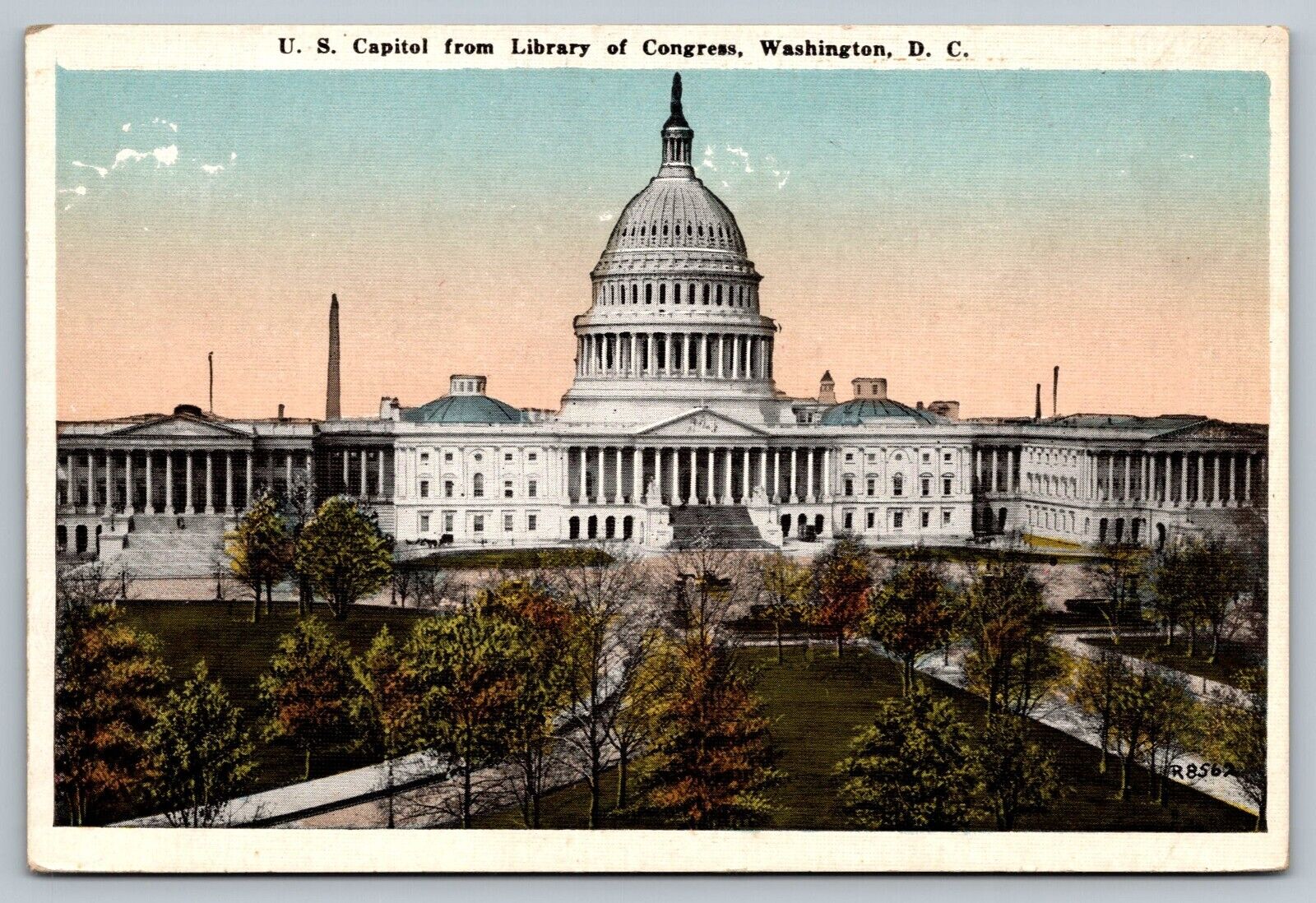 View of US Capitol From Library of Congress, Washington, DC Postcard