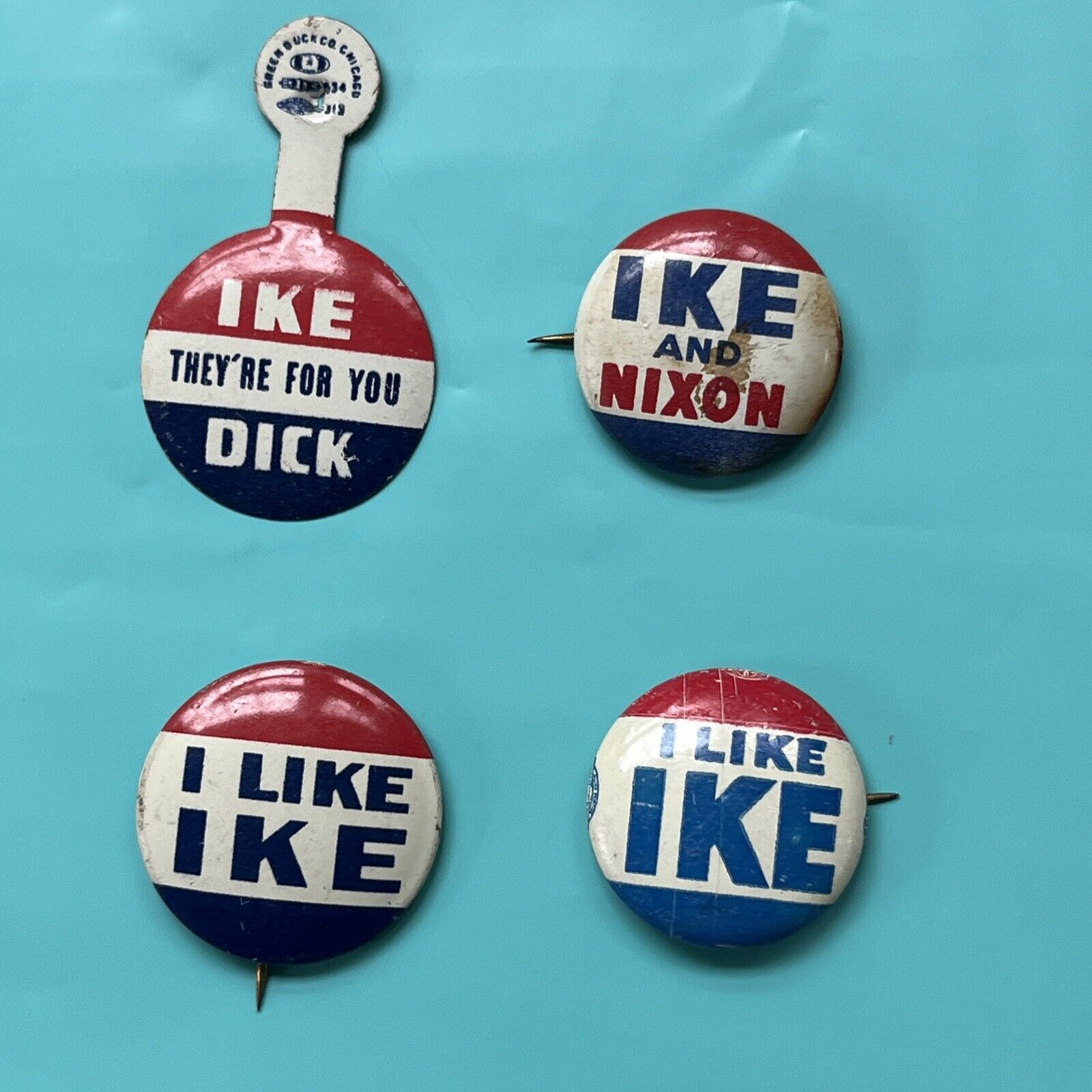 Ike Political Republican pins Vintage Authentic Lot of 4