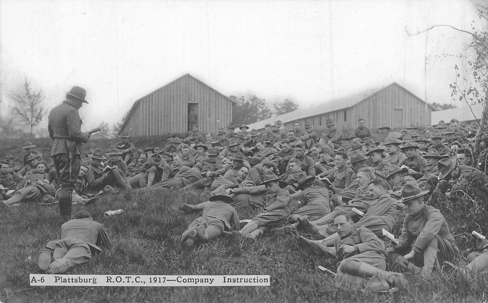 RPPC Plattsburg NY ROTC 1917 Company Instruction Military Army WWI Antique Photo