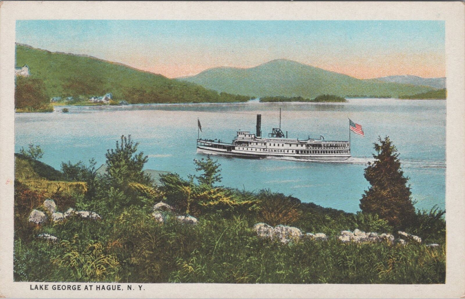 Lake George at Hague New York Postcard